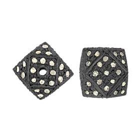 rhodium sterling silver 8mm 78pts diamond hexagon bead