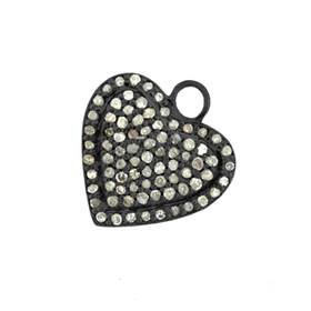 rhodium sterling silver 72pts 17mm diamond heart charm