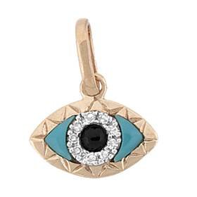 14kr 12mm 5pts/16pcs turquoise evil eye charm