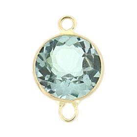 14ky 5mm round bezel set connectorblue topaz