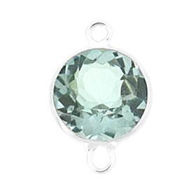 14kw round bezel set connector 6mm blue topaz