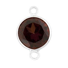 14kw 7mm round bezel set connectorgarnet