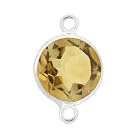 14kw round bezel set connector 6mm citrine