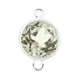 14kw round bezel set connector 5mm white topaz