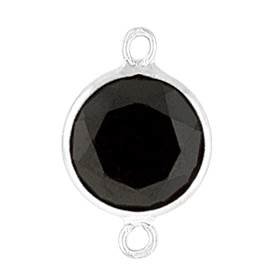 14kw round bezel set connector 5mm black spinel