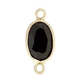 14ky 6x4mm oval bezel set connectorblack spinel