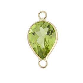 14ky 6x4mm pear bezel set connectorperidot