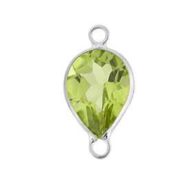 14kw 6x4mm pear bezel set connectorperidot