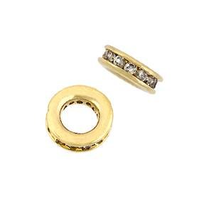 vermeil 7mm cubic zirconia roundel bead