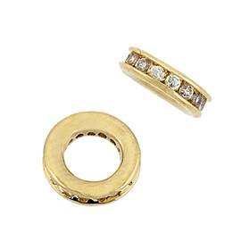 vermeil 8mm cubic zirconia roundel bead