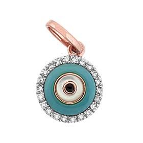 14kr 9mm 7pts/22pcs turquoise evil eye diamond charm