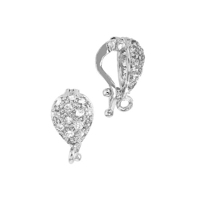 9x6mm with ring rhodium plated cubic zirconia pear enhancer