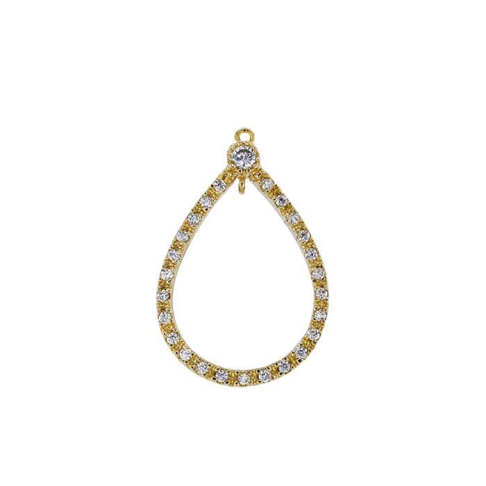 vermeil 25x16mm with ring cubic zirconia pear shape charm