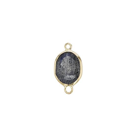 14ky 8x6mm oval bezel set connectorlabradorite