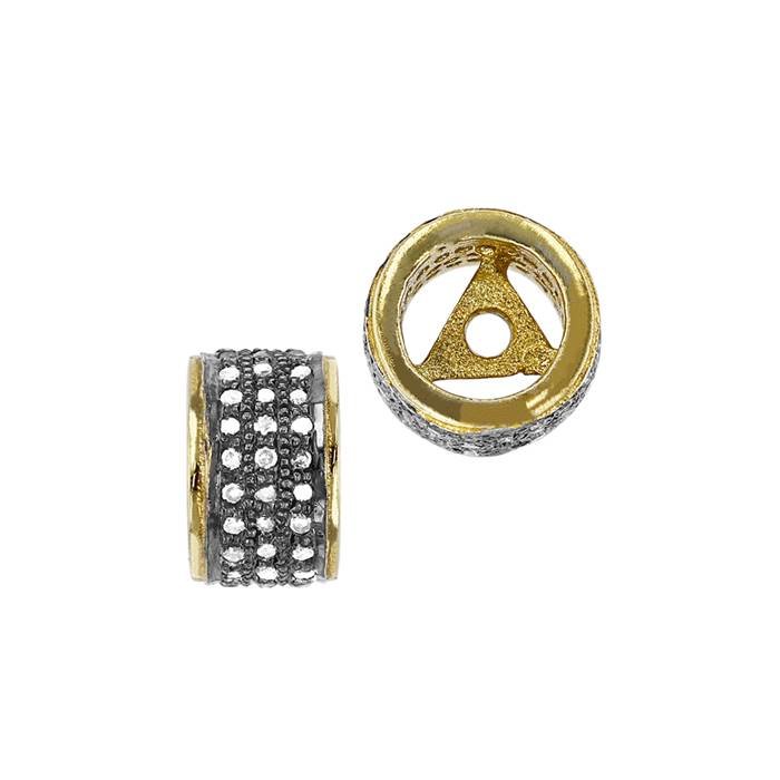 rhodium sterling silver 9mm 36pts rondel bead