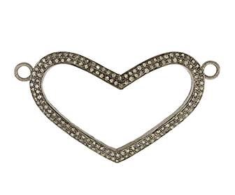 rhodium sterling silver 1.73cts 45mm diamond heart centerpiece