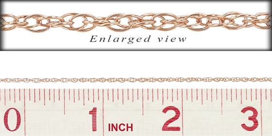 rose gold filled 1.4mm chain width rope chain