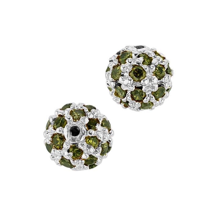 12mm olive cubic zirconia ball bead