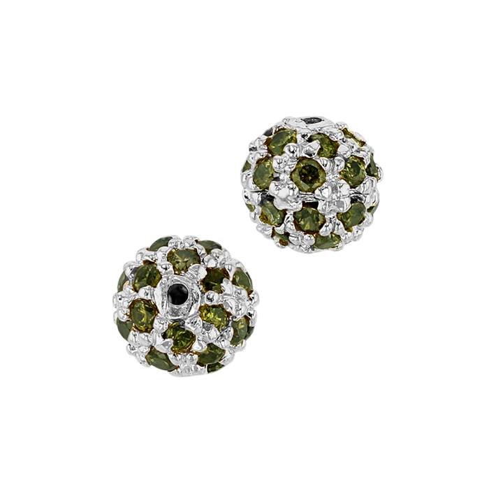 10mm olive cubic zirconia ball bead