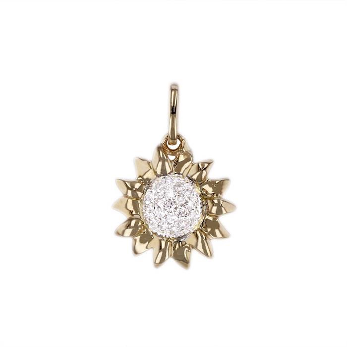 14ky 11.5mm 19pcs dia.08pts diamond sunflower charm