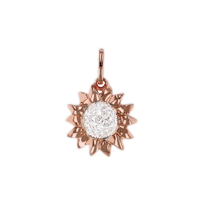 14kr 11.5mm 19pcs dia.08pts diamond sunflower charm