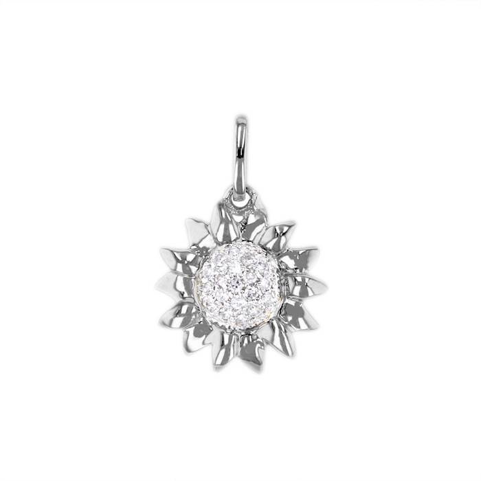 14kw 11.5mm 19pcs dia.08pts diamond sunflower charm