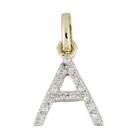 14ky letter a diamond charm 5pts 8mm