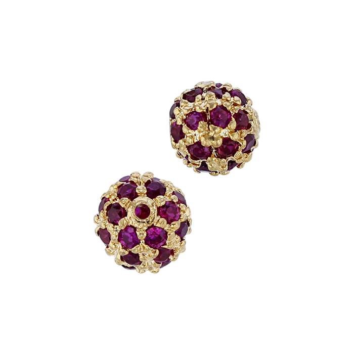 vermeil 8mm red cubic zirconia ball bead