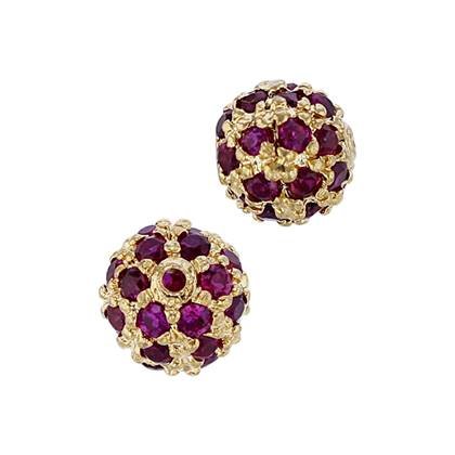 Vermeil Red Cubic Zirconia Ball Bead