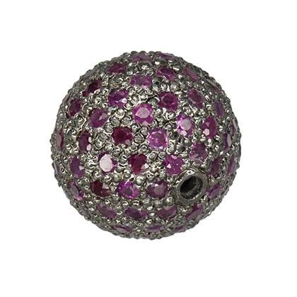 rhodium sterling silver 1.95cts 12mm pink sapphire ball bead