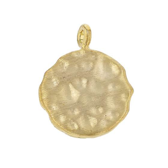 gold plated sterling silver 11.3mm hammered disc charm