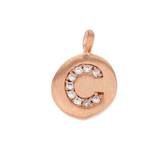 8mm disc cubic zirconia initial c charm