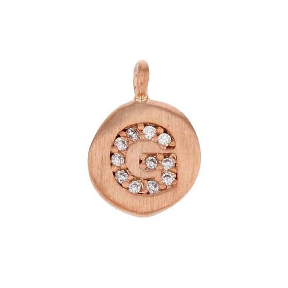 8mm disc cubic zirconia initial g charm