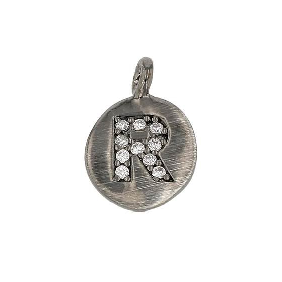 8mm disc cubic zirconia initial r charm