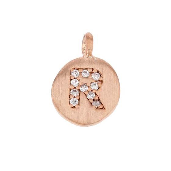 8mm disc cubic zirconia initial r charm