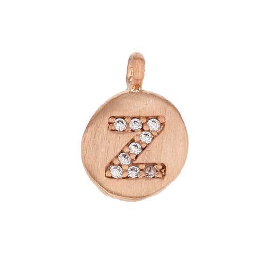 8mm disc cubic zirconia initial z charm