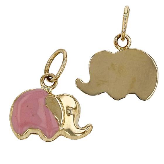 14ky 10x6mm elephant charm; pink