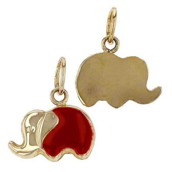 14ky 10x6mm elephant charm; red