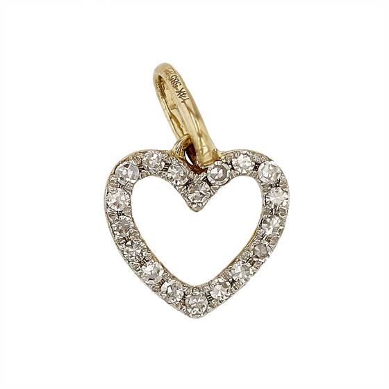 14ky 7mm 5pts/18pcs diamond heart charm