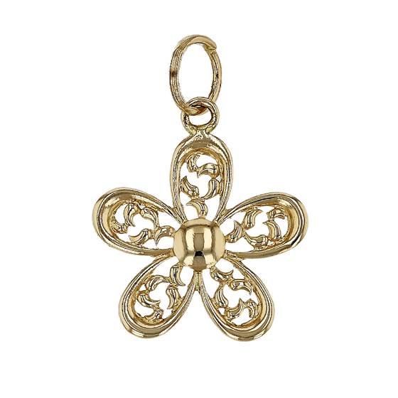 14ky 11mm filigree flower charm