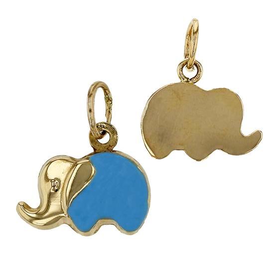 14ky 10x6mm elephant charm; blue