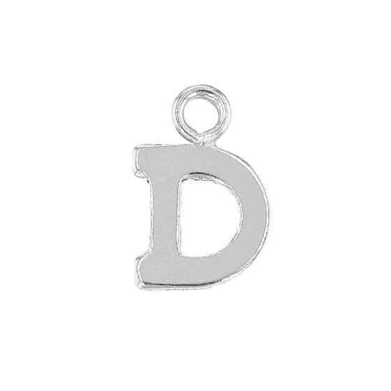 ss 8mm block style letter d charm