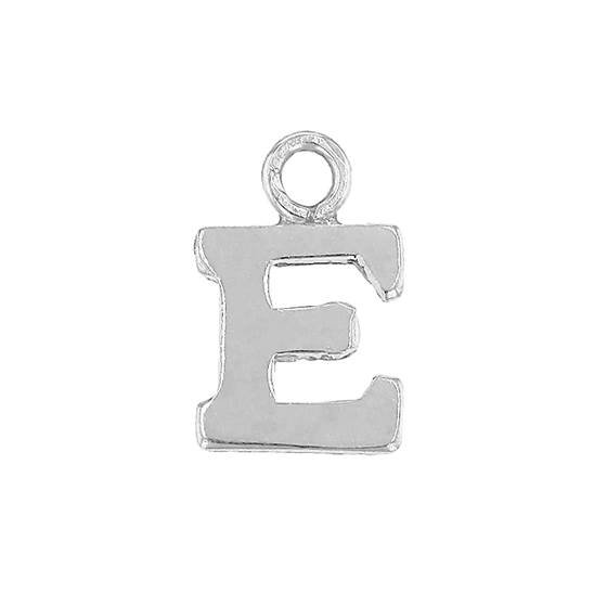 ss 8mm block style letter e charm