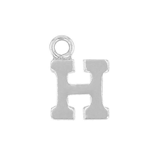 ss 8mm block style letter h charm