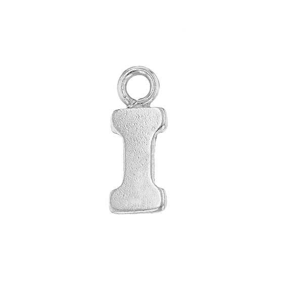 ss 8mm block style letter i charm