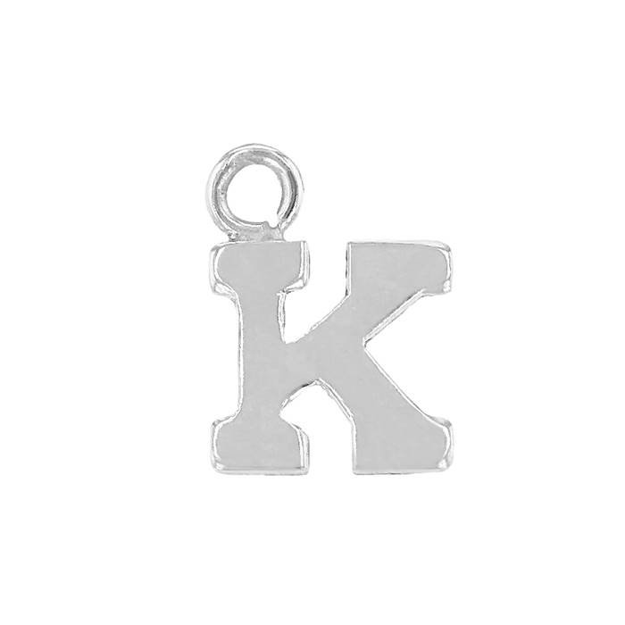 ss 8mm block style letter k charm