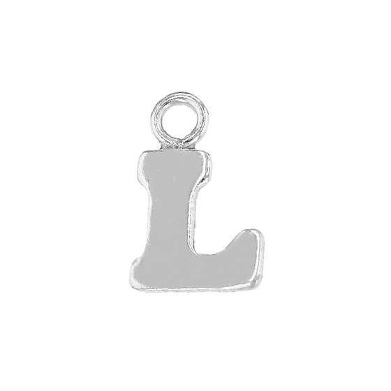 ss 8mm block style letter l charm