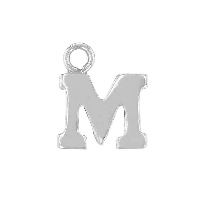 ss 8mm block style letter m charm