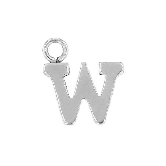 ss 8mm block style letter w charm