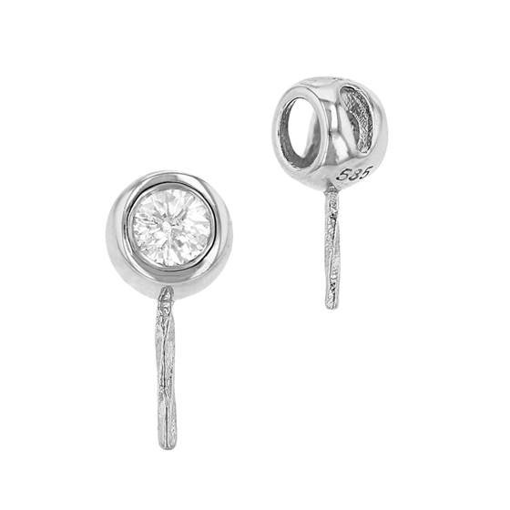 14kw 5mm diamond bezel charm with peg for pearl (chain can go through)